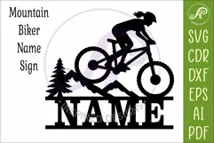 Female Mountain Bike Name Sign SVG, Cyclist Laser Cut File Product Image 4