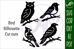 Birds on a branch silhouette laser cut outs SVG files Product Image 4