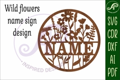 Wild flowers name sign svg laser cut template Product Image 5
