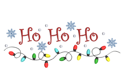Ho Ho Ho Christmas Lights Garland. Xmas Machine Embroidery Product Image 1