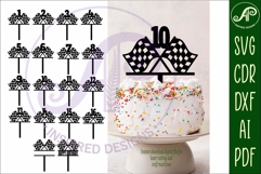 Checkered flag number cake toppers, 18 tops Product Image 4
