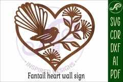 New Zealand fantail bird heart wall sign, SVG file. Product Image 4