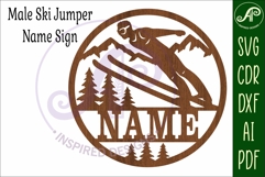 Male Ski Jump wall sign, Skier laser cut sign Product Image 4