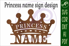 Princess word crown personalized name sign laser cut Product Image 4