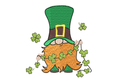 Irish Gnome with cloverleaf garland, Machine embroidery Product Image 1