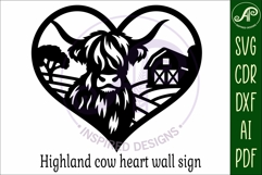 Highland cow farm heart laser cut wall sign Product Image 4