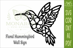 Floral Hummingbird Wall Art SVG. Modern bird laser cut file Product Image 4