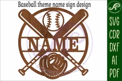 Baseball theme name wall art sign, SVG personalized Product Image 4