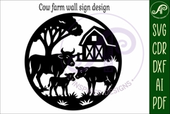 Cows on the farm scene wall sign, SVG file. Product Image 4