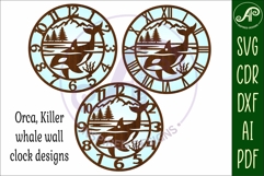 Orca, Killer Whale clock wall clock laser cut files Product Image 4