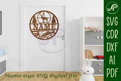 Hunting and fishing name sign svg laser cut template Product Image 4