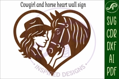Cowgirl and horse heart wall sign, laser cut Product Image 4