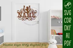 Horse shoe flourish name sign svg laser cut file Product Image 4