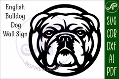 English Bulldog Wall Art SVG Laser Cut Dog Face Circle Product Image 4