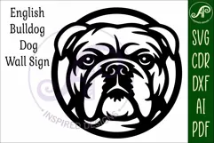 English Bulldog Wall Art SVG Laser Cut Dog Face Circle Product Image 4