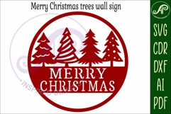Merry Christmas trees wall sign svg laser cut Product Image 3
