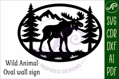 Moose mountain scene Oval wall sign laser cut file Product Image 4