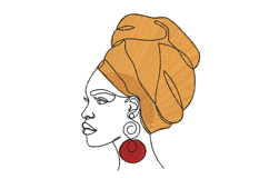 African Woman Machine Embroidery Design Product Image 1