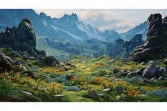 valley plateau mountains landscape ai generated Product Image 1