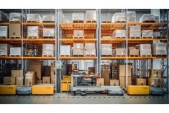 storage shelf warehouse background ai generated Product Image 1