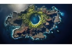 crater volcanic island landscape ai generated Product Image 1