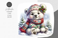 Polar bear clipart, Christmas clipart, Winter clipart Product Image 1
