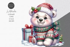 Polar bear clipart, Christmas clipart, Bear clipart Product Image 1