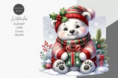 Polar bear clipart, Christmas clipart, Bear clipart Product Image 1