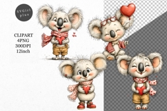 Koala Clipart, Valentines Day Clipart, Whimsical Clipart, Product Image 1