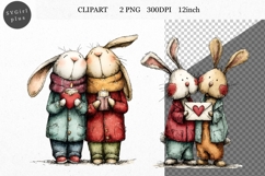 Bunny Clipart, Valentines Day Clipart, Whimsical Clipart, Product Image 1