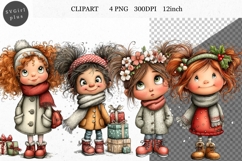 Girl PNG, Christmas Clipart, Whimsical Clipart Product Image 1