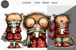 Cat Clipart, Christmas Cat, Whimsical Clipart, Product Image 1