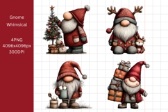 Christmas Gnome Clipart, Whimsical Product Image 1