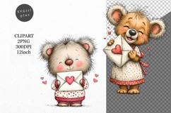 Teddy Bear Clipart, Valentines Day Clipart, Whimsical Clipar Product Image 1