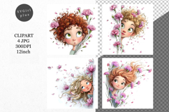 Peeking Girl, Whimsical JPG, JPG, Junk journal, Product Image 1