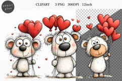 Bear Clipart, Valentines Day Clipart, Whimsical Clipar Product Image 1