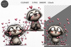 Sloth Clipart, Valentines Day Clipart, Whimsical Clipart Product Image 1