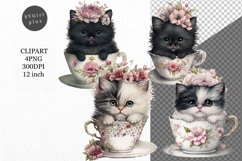 Teacup kitten clipart, Kitten clipart, Cat clipart Product Image 1