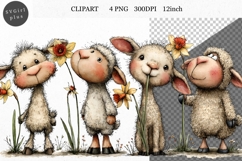 Sheep Clipart, Easter Clipart, Whimsical Clipart, Product Image 1