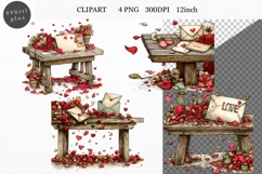 Table Clipart, Valentines Day Clipart, Whimsical Product Image 1