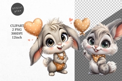 Bunny Clipart, Valentines Day Clipart, Whimsical Clipart Product Image 1