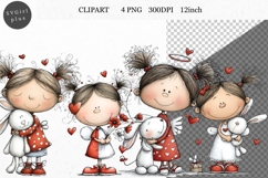 Girl Angel Clipart, Valentines Day Clipart, Whimsical Product Image 1