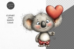 Koala Clipart, Valentines Day Clipart, Whimsical Clipart, Product Image 1