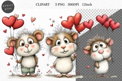 Guinea Pig Clipart, Valentines Day Clipart, Whimsical Product Image 1