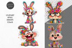 Funny bunny clipart, Easter clipart, Spring clipart Product Image 1
