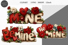 Be Mine Clipart, Valentines Day Clipart, Whimsical Product Image 1