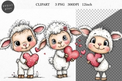 Lamb Clipart, Valentines Day Clipart, Whimsical Clipar Product Image 1