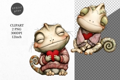 Lizard Clipart, Valentines Day Clipart, Whimsical Clipar Product Image 1