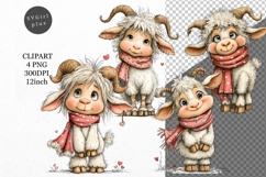 Goat Clipart, Valentines Day Clipart, Whimsical Clipart, Product Image 1