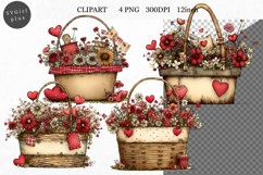 Backet Clipart, Valentines Day Clipart, Whimsical Clipart Product Image 1